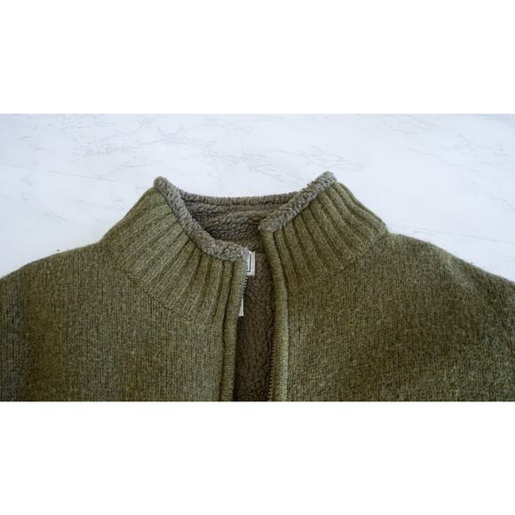 LL Bean Men Lambswool Sherpa Lined Sweater Jacket M Preppy Outdoor Grandpa Gorp - Picture 5 of 15